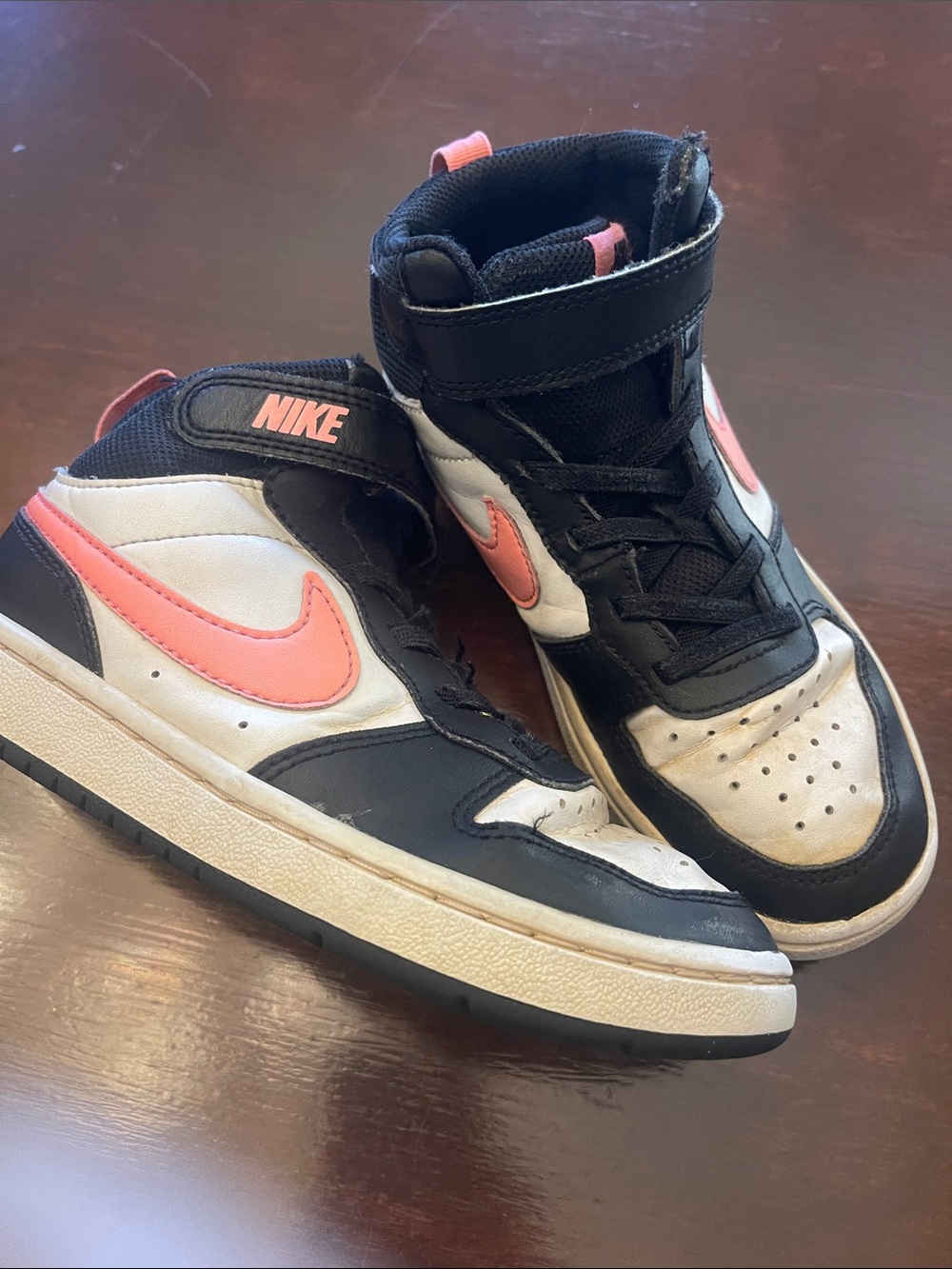 Nike Kids High-Top Sneakers — Black, White & Coral